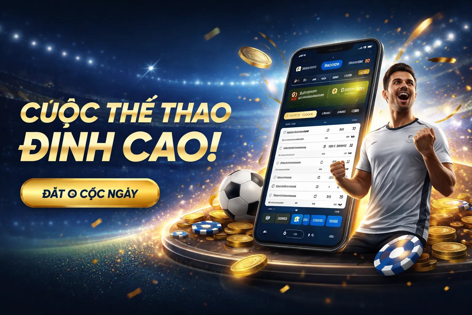 Sân vận động bóng đá với đèn pha sáng rực, tượng trưng cho cá cược thể thao xi88